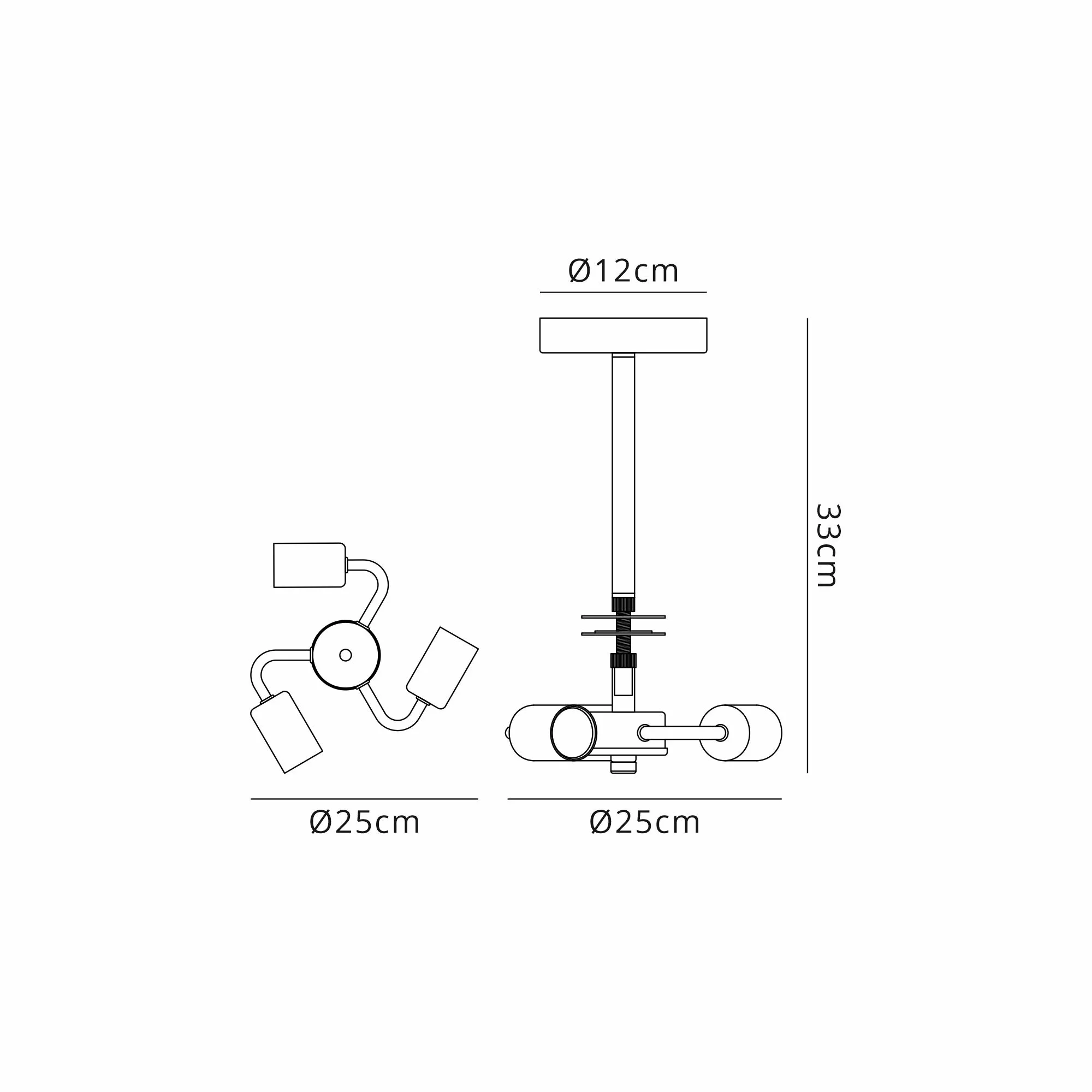 Baymont Semi Flush 3 Light Satin Black D0776  Deco Baymont BL